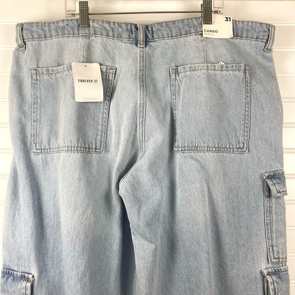 Forever 21 NWT cargo Pants 5 pockets Wide Legs Baggy Jeans Size 31 - Picture 7 of 11